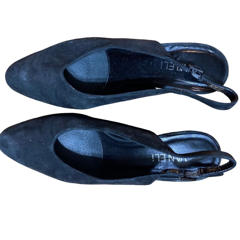 Vaneli Women's Camila Black Suede Chunky Heels Pumps Shoes Size 7.5M Work